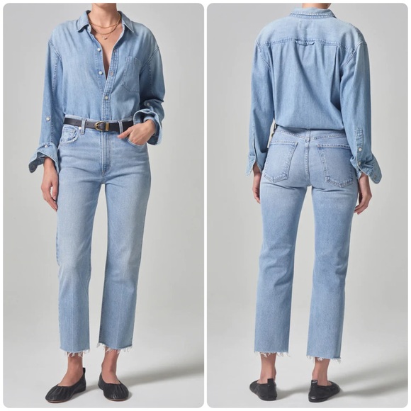 Citizens Of Humanity Denim - Citizens of Humanity Daphne Crop High Rise Stovepipe Jean Blue Size 26